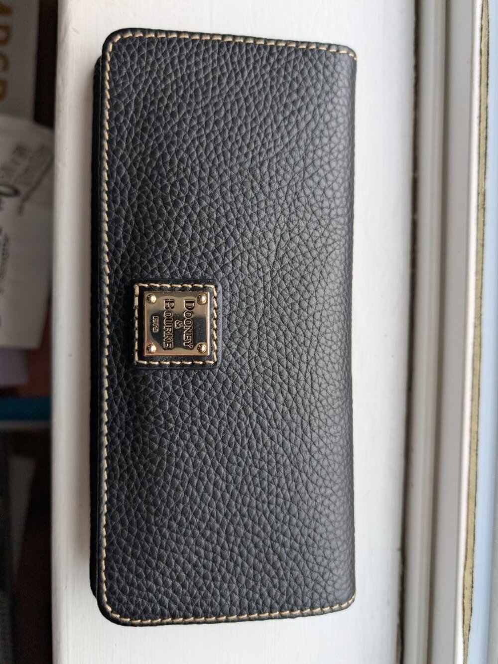 Dooney & Bourke Slim Black Pebble Leather Wallet